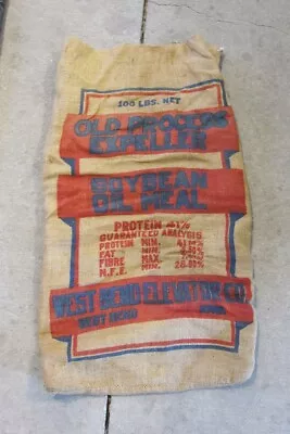 Vintage Burlap Sack Soybean Oil Meal West Bend IA • $18