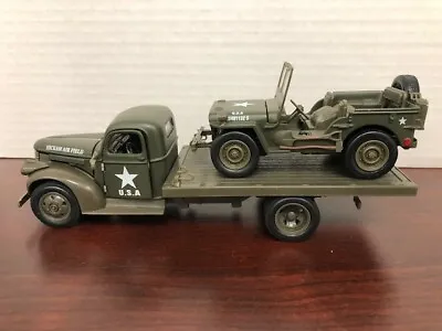 1941 Diecast WWII Willis US Military Jeep On Chevy Flatbed Truck W Chain • $25