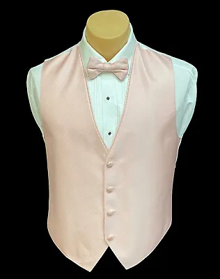 Men's Light Pink Tuxedo Vest With Tie Bow Or Long Groom Prom Wedding Party • $12