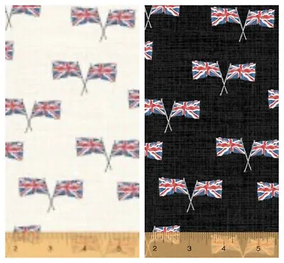 Fabric Union Jack Flag 112cm Wide 100% Cotton Windham #20270 Navy Or Cream • £3.40