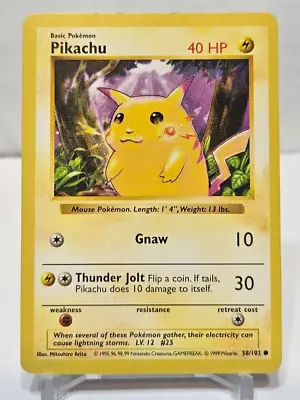 RED CHEEKS Pikachu 58/102 Common Shadowless Base Set ERROR MISPRINT Pokemon • $19.99