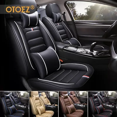 $85.99 • Buy 5 Seat Full Set Car Seat Cover Luxury Leather Universal Front Rear Back Cushion