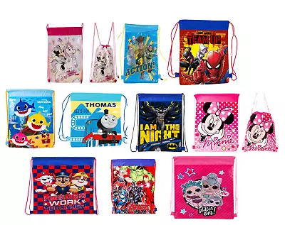 Kids Drawstring Character School Bags Sports Gym Swim PE Dance Backpack Shoes • £4.75