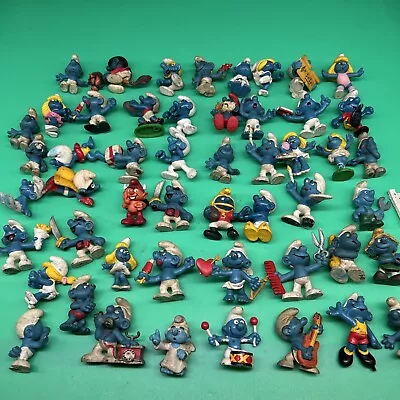 AMAZING Lot Of 51 Vintage 1970s Vinyl SMURF Figures Peyo SCHLEICH #DK • $16.53