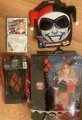 Harley Quinn Shirt Mask Collier And Leg Warmers Kit  Costume Adult S/M • $45