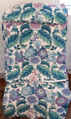 £34 • Buy Pair Of Vintage Blue And Green Floral Lined Curtains   1960/70's. 46 Inch Drop