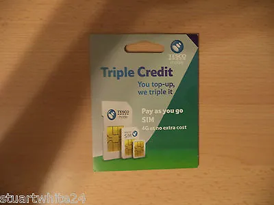 £2.79 • Buy New Payg Tesco 3g/4g Mobile Micro/nano Sim Card Pack - (brand New) (iphone)