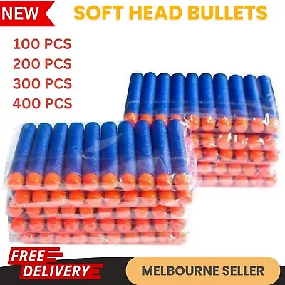 100 X Bullets SOFT HEAD Strike Elite Dart Refill Fits Most Nerf Guns BLUE • $24.22