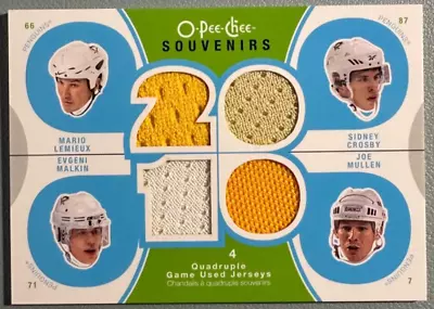 2010-11 O-Pee-Chee Quad Game-Used Jersey LEMIEUX / CROSBY / MALKIN / MULLEN • $58.99