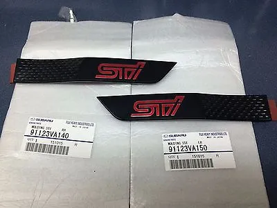 2015-16 Subaru WRX STi Side Molding Fender Badge Emblem SET Black W/ Red OEM NEW • $122.63