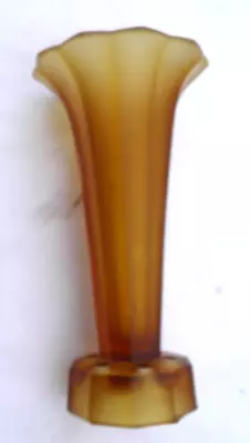 Opaque Amber Glass Vase/Flower Frog 6 Holes 15 Cm Tall 7 Cm + 5 Cm Diameter Vgc • £8.50