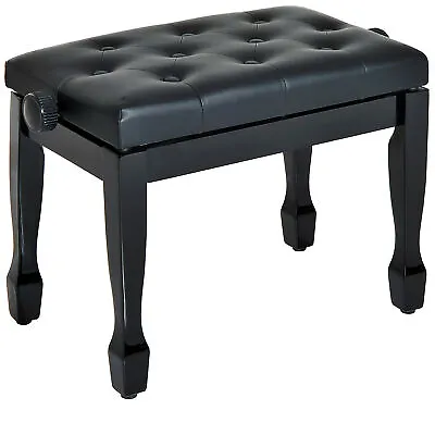 HOMCOM Faux Leather Piano Stool Height Adjustable Seat Keyboard Bench Black • £59.99