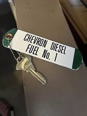 Vintage Chevron Gas Station Fuel Label Tag Key Chain Diesel Porcelain • $49.99