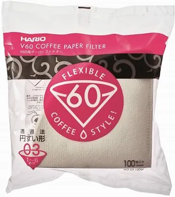Hario V60 Paper Coffee Filters Size 03 100 Count White Fast Free Shipping AU • $37.80