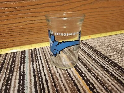 Vintage 1988 Drinking Water Glass Welchs Jelly Jar  Stegosaurus Blue Dinosaur • $6.99