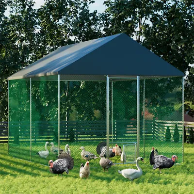 Extra Large Chicken Coop Cage Run Rabbit Hutch Walk In Hen Enclosure Cover Gate • $439.91