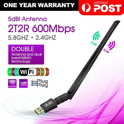 $12.49 • Buy USB WiFi Wireless Adapter 802.11ac AC600 Dongle WPS 5GHz Dual Band 5dBi Antenna