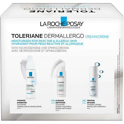 La Roche-Posay Toleriane Dermallergo Fluid Kit Normal Dry Reactive Prone 3pc NEW • $89.95