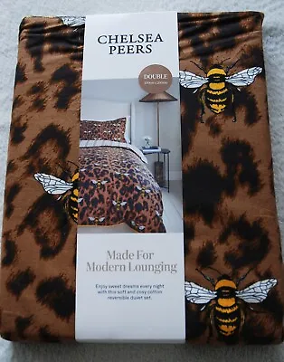 Chelsea Peers 100% Cotton Duvet Bed Set DOUBLE SIZE Brown Leopard & Bumble Bee • £39.90