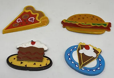 Vintage Lot Of 4 Food Fridge Magnets Pizza Cheeseburger Cake & Pie • $5.90