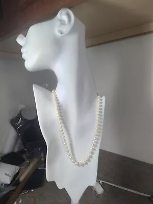 Vintage 14K Gold Real Akoya Pearl Graduated Necklace 17  • $175