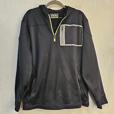 Cabela's Sweater Adult Medium Black Gray Outdoor Hoodie Sweatshirt 1/4 Zip Mens • $20.99
