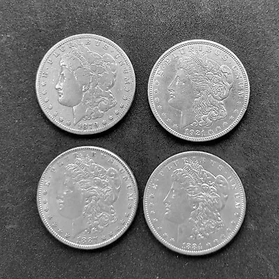 Morgan Silver Dollars-Mixed Mints F-VF Pre-1921 From 1878 To 1904-4 Coins • $160