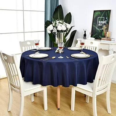 KAIPHO Navy Blue Round Tablecloth Waterproof Stain Resistant Wrinkle Free Tab... • $17.41