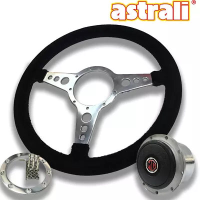 MG Midget And MGB Astrali  13  Alcantara Steering Wheel & Polished Fitting Hub  • $99.95