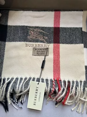 Aut BURBERRY Cashmere Mens/Womens Scarf Archive Beige With Embroidery Logo • $200