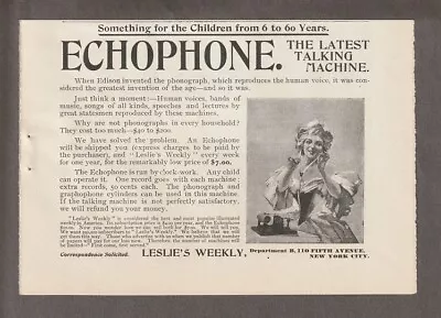 1897 ECHOPHONE TALKING Machine Mag. AD~VAN CAMP'S PORK & BEANS~Perfection Cutter • $14.95