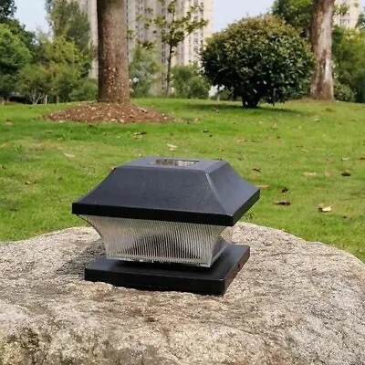 Solar Powered LED Deck Post Light Garden Cap Square Fence Landscape Lamp • £9.99