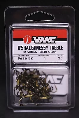 VMC 9626BZ Bronze O'Shaughnessy Treble Hooks 4X - Size 4 - Short Shank • $5.89