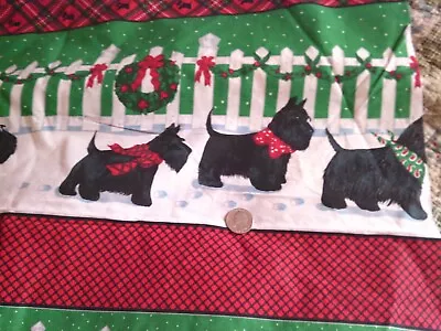 Holiday CHRISTMAS Winter Scottie SCOTTY Dog Border Fabric*** OOP • $8