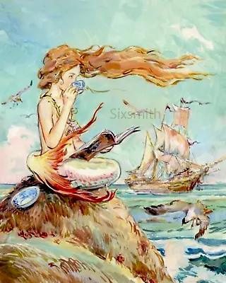 Mermaid Sipping Tea Fine Art Giclee High Resolution 8x10 Print • $14.99