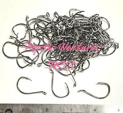 100 Size #3/0 Circle Hooks Black Nickel High Carbon Sport Octopus 2X STRONG FREE • $10.29