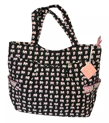 Vera Bradley Large Pleated Tote; Pink Swirls Large Capacity Stylish- 6 Pockets • $64.49