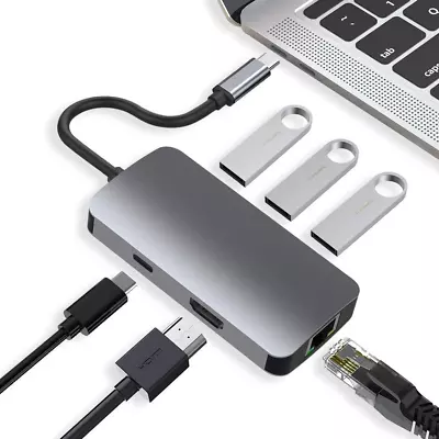 USB C Hub Mac|Book Pro Adapter USB C Dongle 6 In 1 USB C To HDMI Multiport AU • $45.90