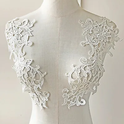 Vintage Venice Dress Patch Off-White Embroidery Floral Applique For Bridal Gown • £6.99