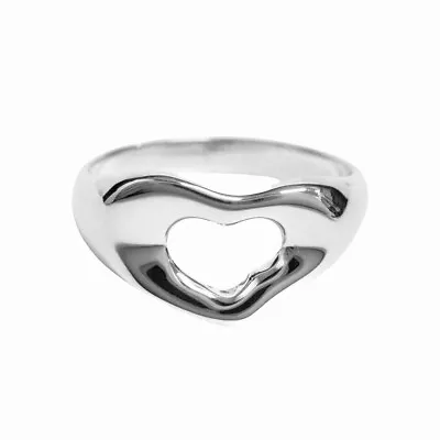 Tiffany & Co. Vintage Open Heart Ring Size 9 Sterling Silver Elsa Peretti • $364.58
