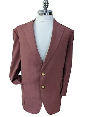 GANT Rugger Mens Blazer Sport Coat PINK SALMON Size 50 L Jacket Ivy Gold Buttons • $66.50