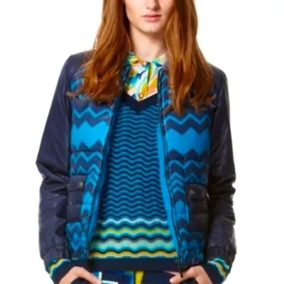 Women's  Missoni X Target Zigzag  Blue  Front Zip Puffer Jacket Large • $28.04