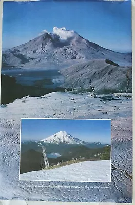 'MT. ST. HELENS BEFORE & AFTER' VOLCANO POSTER 22  X 34  MAY 18 1980 • $3.99