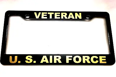 Military License Plate Frame Polished ABS-VETERAN/ U.S. AIR FORCE-842329G • $9.95