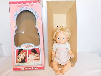 1979 Fisher Price Baby Soft Sounds Doll Blonde Blue Eyes In Box #213 16   TLC • $14.99