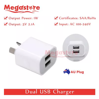 $5.95 • Buy 5v 2.1A Dual USB Phone Wall Charger Power Adapter AU Universal Home Travel Power
