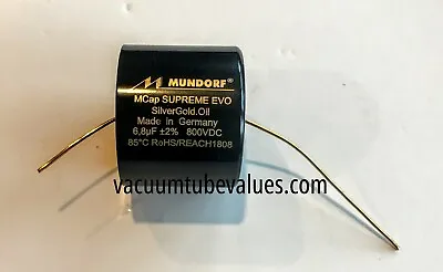 Mundorf MCap 800 VDC SUPREME EVO Silver Gold Oil Cap Capacitor 6.8 Uf  Mfd • $123.95