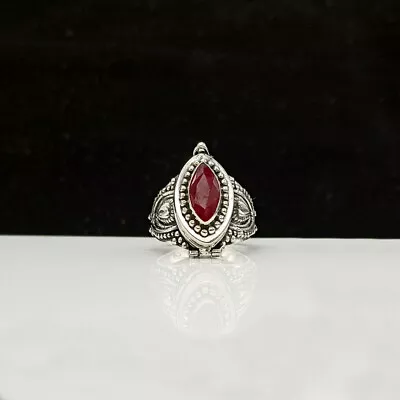 Pink Ruby Ring 925 Sterling Silver Handmade Gemstone Poison Ring Gift Her • $19.43