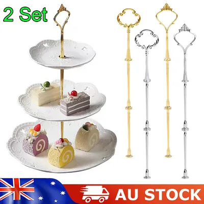 2X Cake Stand Fitting 3 Tier HEAVY GOLD CROWN Handle Hardware High Tea For Plate • $10.49