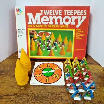 Vintage 1984 Memory Game 12 Teepees Milton Bradley Complete Indian Native • $14.95